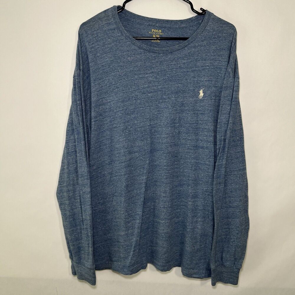 Polo Ralph Lauren Long Sleeve T Shirt Mens Size XL Light Blue White Pony Soft